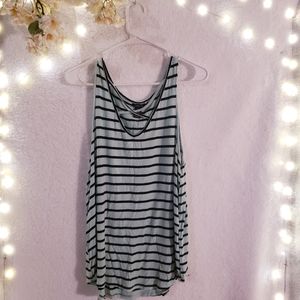 Rue21 Aqua and Black Stripped Tank Top
